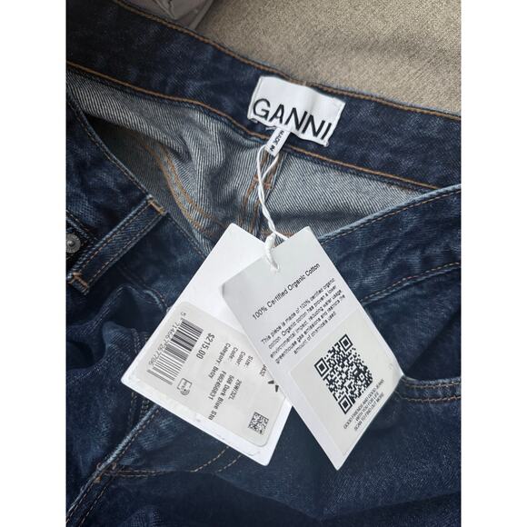 new GANNI high rise 100% organic denim non stretch Betzy jeans Dark Blue Stone - Picture 13 of 13